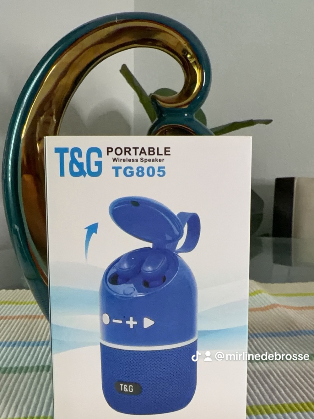 T&G TG805 Portable Wireless Speaker with Matching Blue True Wireless Earbuds